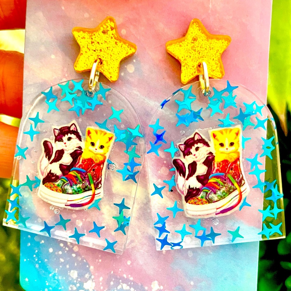 Vintage Cat Acrylic Earrings